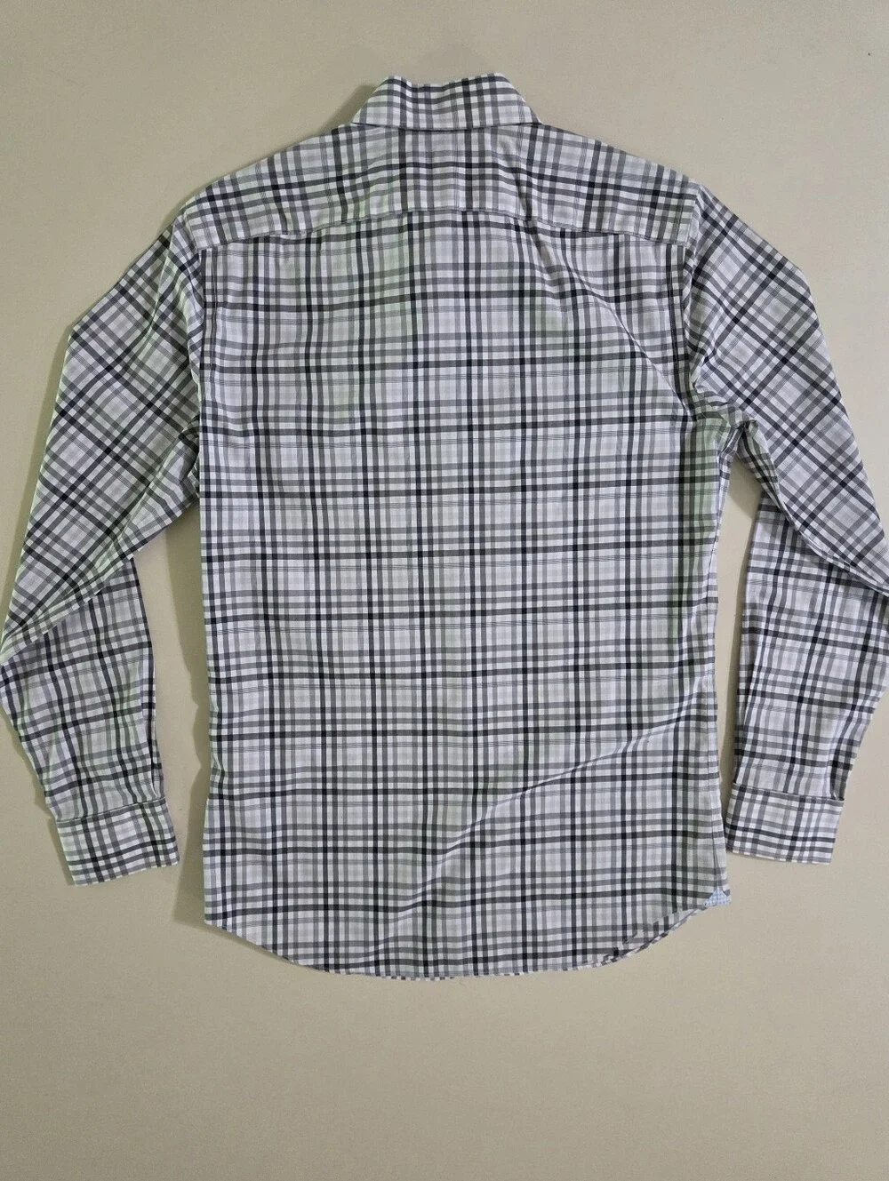 Banana Republic Men's Grey Multi Plaid Grant Fit Button-Down Dress Shirt